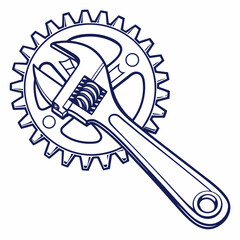 Adjustable wrench on a gear