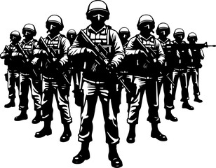 Army Soldiers Silhouette Formation