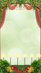 Wedding Mehandi Invitation Green and Red Decorative Blank Card Background