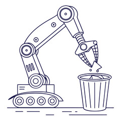 Robotic arm throwing paper into the trash can