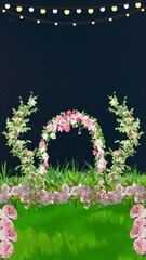 Wedding Invitation Green and White Floral Indian Blank Card Background