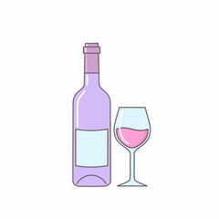Elegant Wine Bottle and Glass Illustration Minimalist Design