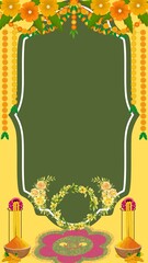 Wedding Haldi Invitation Green and Yellow Traditional Indian Blank Card Background