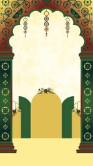 Wedding Mehandi Invitation Green Decorative Indian Blank Card Background