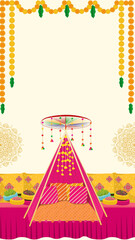 Wedding Haldi Invitation Green and Yellow Traditional Indian Blank Card Background