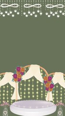 Wedding Invitation Green Decorative Indian Blank Card Background