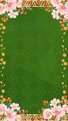 Wedding Mehandi Invitation Green Floral Indian Blank Card Background