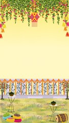 Wedding Mehandi Invitation Green India Blank Card Background