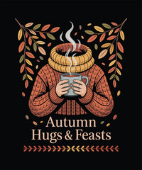 Thanksgiving Turkey Day Celebration T-shirt Design, Autumn Harvest Feast with Roast Turkey, Pumpkins, Fall Leaves, Cozy Seasonal Decor & Warm Holiday Atmosphere for Family Gathering and Festive Dinner