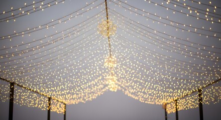 Beautiful wedding lights decoration hanging from ceiling for party event