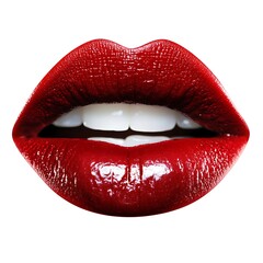 Obraz premium Closeup of luscious red lips with white teeth