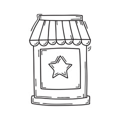 New Year ticket booth featuring a star shaped symbol