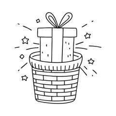 New Year gift displayed inside a small raffle style basket