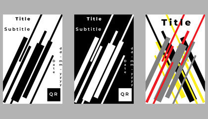 Set of bright, colorful poster templates. Modern graphic design layouts for event flyers, advertising, promotions, and branding. Abstract vector backgrounds.