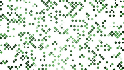 Abstract green dots arranged in diagonal and zigzag clusters on white background. Suggests data flow and complexity. Loop animation.