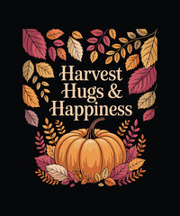 Thanksgiving Turkey Day Celebration T-shirt Design, Autumn Harvest Feast with Roast Turkey, Pumpkins, Fall Leaves, Cozy Seasonal Decor & Warm Holiday Atmosphere for Family Gathering and Festive Dinner