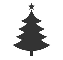 Christmas tree and star icon on transparent background. Holidays design element. PNG illustration.
