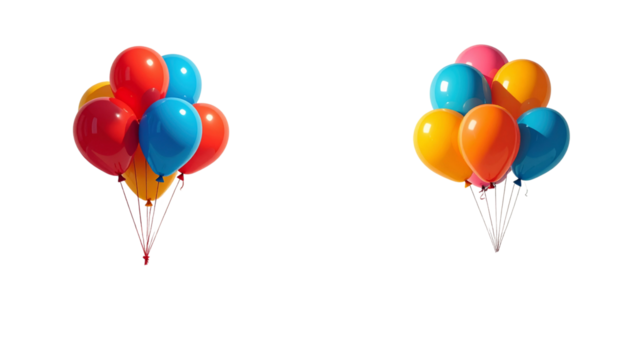  Colorful Balloon Bunch Duo, isolated on transparent background