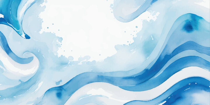 Abstract watercolor background with blue wavy lines creating a calming and fluid texture perfect for graphic design and artistic projects
