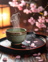 Warm tea in a ceramic mug