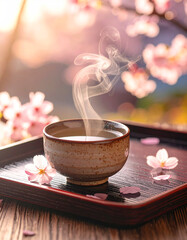 Warm tea in a ceramic mug