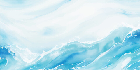 Abstract watercolor painting of ocean waves blue and white textured background perfect for summer designs and backgrounds © Ghost Rider