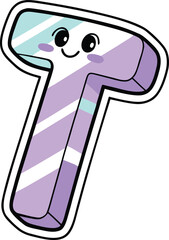 Friendly Cartoon Alphabet Sticker Featuring Colorful Letter Design