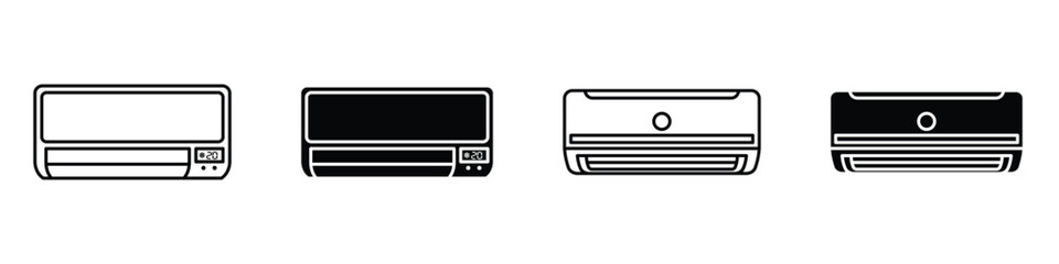 AC unit icon in linear and clipart style pack on white background.