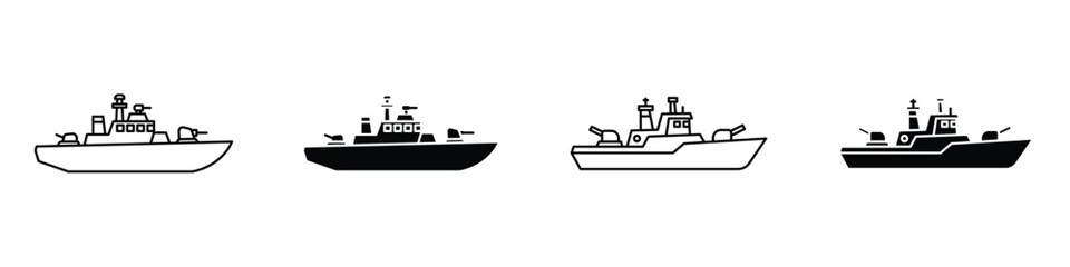 army boat icon in linear and clipart style pack on white background. © David