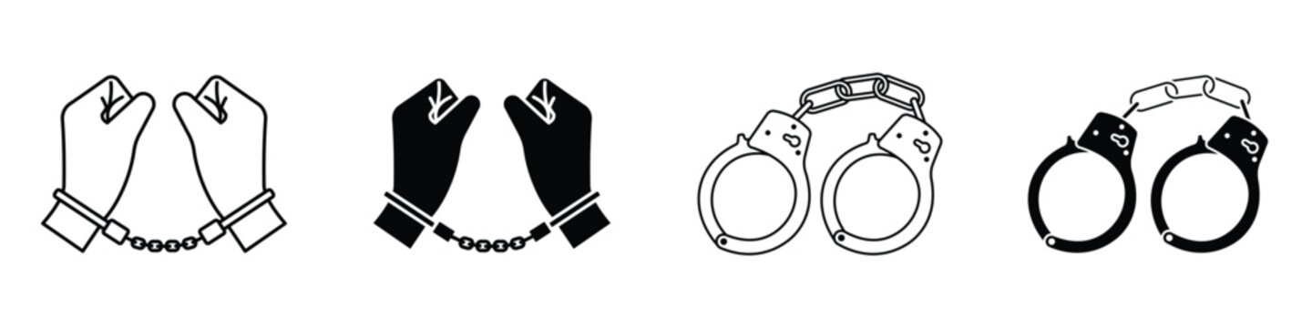 Arrested icon in linear and clipart style pack on white background.