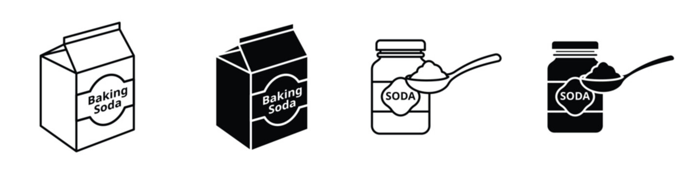 baking soda icon in linear and clipart style pack on white background.