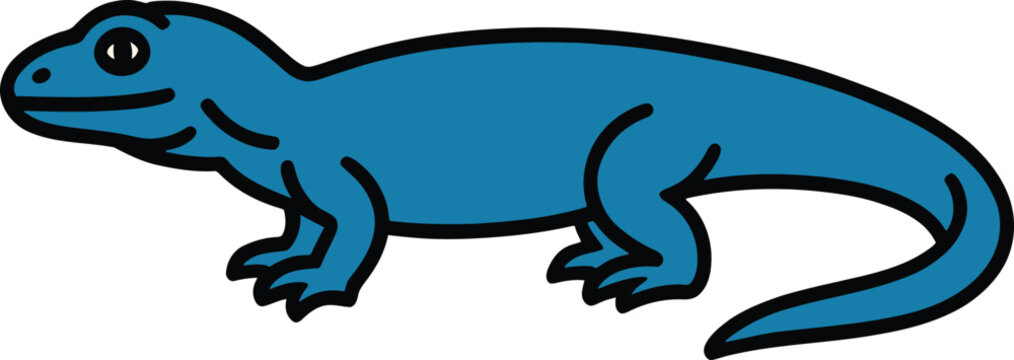 Blue monitor lizard reptile animal simple cartoon vector graphic isolated on transparent background illustration