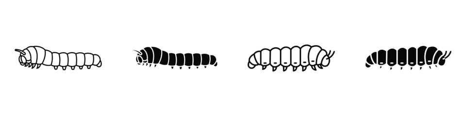 Caterpillar icon in linear and clipart style pack on white background.
