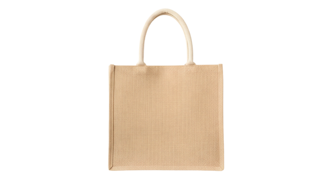 Natural fiber reusable shopping tote bag displayed against a dark background
