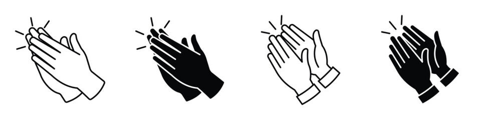 Clapping hands icon in linear and clipart style pack on white background.