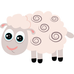 Cute Cartoon Sheep With Pink Wool And Swirl Patterns Standing On A Transparent Background