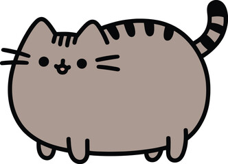 Pusheen cat tabby kitten cartoon character mascot adorable vector isolated illustration gray feline image