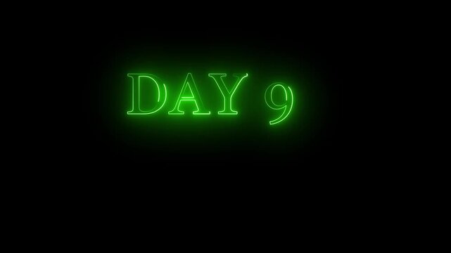 Neon green DAY9 text glowing on a black background day 9