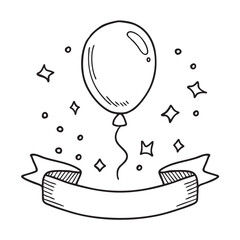 New Year balloon floating beside a minimal celebration banner