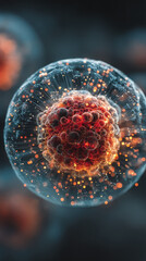 Quantum security is showcased through a glowing sphere filled with entangled particles illustrating advanced encryption technology