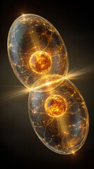 Visualization of quantum entanglement showcasing glowing twin particles