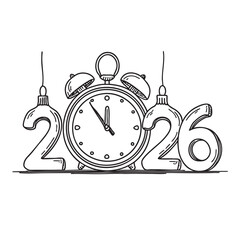 New Year desk clock placed near a minimal 2026 ornament