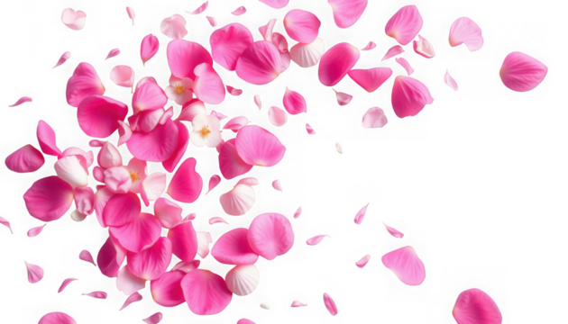 Scattered pink petals transparent background perfect for spring designs and overlays