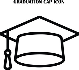 Minimal graduation cap icon vector — education, learning, success, and achievement symbol for academic design and digital use