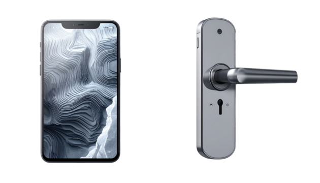  High-Tech Smart Door Lock Set with Security Features, isolated on transparent background