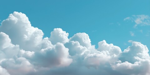 Fluffy white clouds against clear blue sky