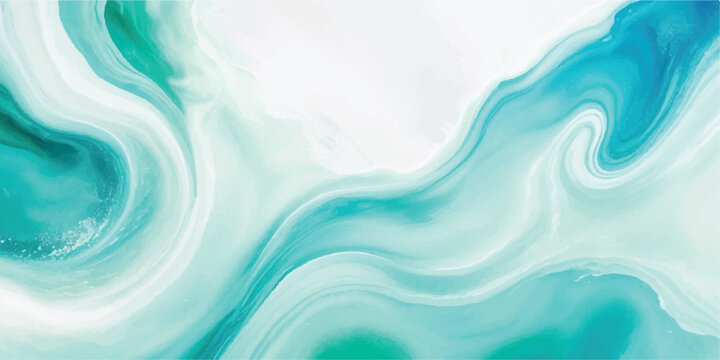 Abstract fluid art background with teal and white swirls a modern marble texture for wallpapers and graphic design projects