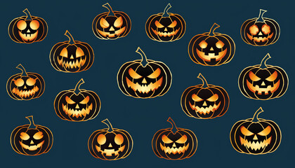 Pola mulus labu kuning Halloween oranye seram untuk dekorasi musim gugur dan perayaan Oktober