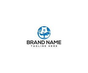 Logo with Fish and Bear Icon: An eye-catching logo, masterfully crafted with a bear and fish illustration, designed with a modern and creative flair. This icon is versatile.