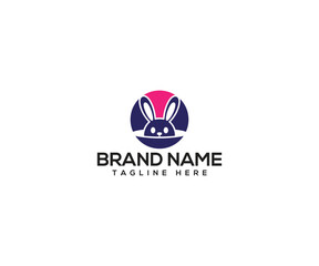 Adorable Bunny Logo: An endearing illustration of a rabbit peeking out from a colorful circular design, perfect for children's brands, pet-related businesses, or any company aiming for a friendly.